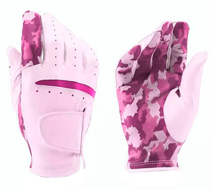 Guantes de Golf de Camuflaje Rosa para Hombre, Dedos Completos, Antideslizantes, Transpirables, Cierre de Gancho y Bucle de Cuero Genuino, Guante con Estampado de Goma en Relieve - Product Image 1