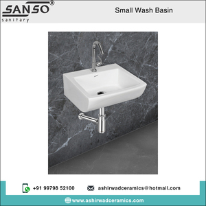 Très demandé Meilleure vente Blanc Brillant Monotrou Rectangulaire Céramique Salle de Bain Lavabo Mural Petit Lavabo Indien - Product Image 2