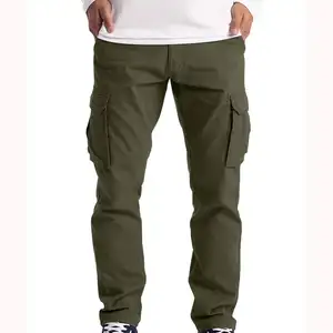 Özel % 100% pamuk erkek pantolon 6 yan cepler gevşek Streetwear kargo pantolon bölünmüş 2023