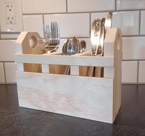 Organizador multiusos de almacenamiento de utensilios de cocina ecológico Caddy de madera pulida personalizado de excelente calidad con tamaño personalizado - Product Image 1