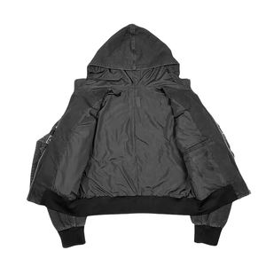 Techwear-Chaqueta vaquera con capucha para hombre, sudadera con capucha, holgada, con cremallera, boxy, recortada, vintage - Product Image 5