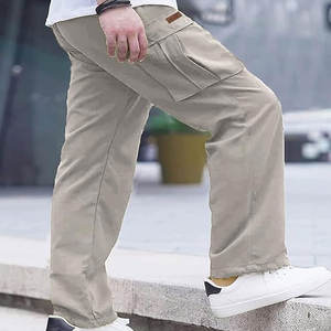 Pantalones de chándal informales transpirables de secado rápido con cordón de nailon para hombre, pantalones cargo holgados de algodón 100% ligeros con cintura con logotipo de bolsillo - Product Image 6