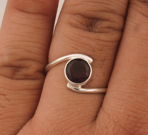 Anillo de Plata de Ley 925 hecho a mano, piedra preciosa de cuarzo amatista, regalo sólido de moda para hombres y mujeres - Product Image 3