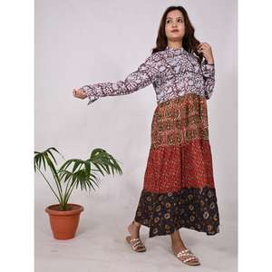 Boho coton Patchwork Maxi robe à la main Floral longue robe pour les femmes fête et été porter - Product Image 5