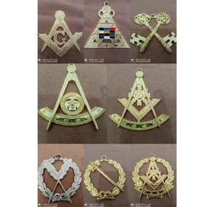 Collier d'officier maçonnique Bijoux Royal Select Maçons CHAINE COLLIER BRODÉ À LA MAIN AVEC BIJOU Plaqué or violet support franc-maçon - Product Image 3