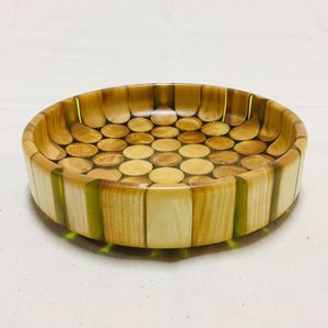Cuenco de resina y madera hecho a mano decorativo pila ensalada fruta plato de resina de madera utensilios de cocina rústicos centro de mesa redondo juego de cuencos - Product Image 5