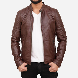 Venta al por mayor Vintage Trucker Jacket Piel de cordero genuina Hombres Casual Wear Chaqueta de cuero para hombres con Cuello de camisa - Product Image 1