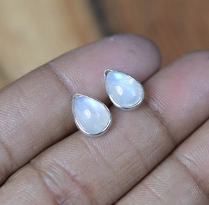 Moonstone Gemstone Jewelry For Women <b>Silver</b> Boho Style <b>Stud</b> Earrings Jewelry 925 Sterling <b>Silver</b> Trending Handmade Earrings Gift - Product Image 5
