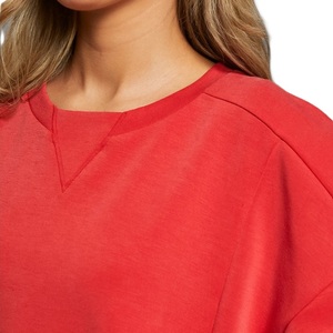 Surdimensionné 100% coton femmes polaire respirant sweat haute qualité Streetwear décontracté manches longues doublure col rond hiver fait - Product Image 5