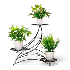 Exhibidor de Plantas Rectangular de Metal Negro de Tres Niveles con Estantes Abiertos para Decoración de Interiores y Balcones - Product Image 2