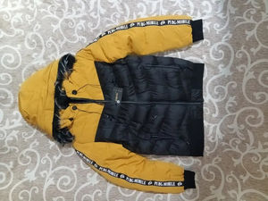 แจ็คเก็ตบอมเบอร์ยูนิเซ็กซ์สำหรับฤดูหนาวคอตั้งถอดได้มีฮู้ดแขนลายทาง - Product Image 3