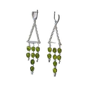 92.5 <b>Sterling</b> <b>Silver</b> Natural Peridot Chandelier Luxury <b>Earrings</b> Gift for Gold Party Dangle Luxury <b>Earrings</b> Gift Gold Party - Product Image 1