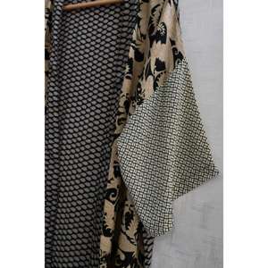 Robe kimono en soie patchwork faite à la main pour femmes, grande taille, respirante, longueur genou, imprimé indien bohème, vêtements de nuit d'automne - Product Image 3