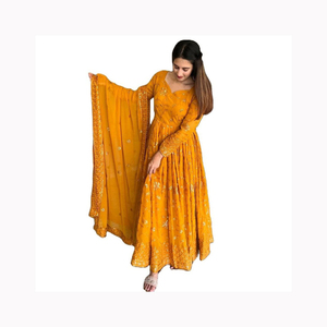 Lanzamiento de un nuevo diseñador de ropa de fiesta Look bordado pesado vestido de trabajo Patiala Salwar y Dupatta traje completamente cosido tradicional - Product Image 2