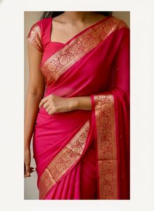 Sari de Seda Crepé de Viscosa Indio para Mujer, el Más Buscado, Exclusivo, Crepé Pesado, para Bodas y Fiestas, en Existencia - Product Image 5