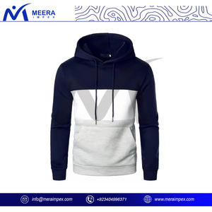 Premium Quality Solid Blue <b>White</b> Color Pullover Hoodies For Men Custom Logo 100% Cotton Fabric <b>Oversized</b> Breathable <b>Hoodie</b> - Product Image 2