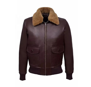 Premium Quality Genuine Sheep Skin <b>Jacket</b> Warm <b>Faux</b> Fur Lining Wholesale Customizable Aviator Style Winter <b>Men's</b> Windproof - Product Image 1