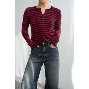 <b>Navy</b>-Red Thin Striped <b>Cardigan</b> - Product Image 3