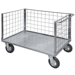 Industrial 3-Sided Painted Mesh <b>Platform</b> Four-Wheel Roll Container with Brakes Enclosed OEM Customizable <b>Trolley</b> Cart - Product Image 1