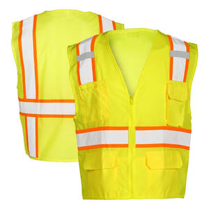 High Visibility Casual Autumn Safety Vest Zip <b>Jacket</b> Multi-Pockets Woven Construction Worker Security for Traffic Outer Wear - Product Image 5