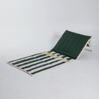 Chaise de plage inclinable avec dossier rembourré réglable, cadre en aluminium compact et portable, avec sangle, pour l'extérieur, la plage, le bord de la piscine