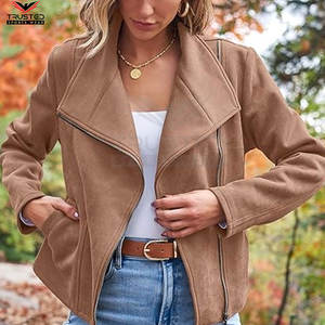 Chaqueta de cuero de mujer de Material de cuero de manga larga transpirable con estampado de logotipo personalizado de alta calidad profesional - Product Image 4