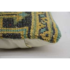 Multicolor Wool Kantha Patchwork <b>Decorative</b> <b>Pillow</b> 8x16 Inch Woven with Vintage Pattern - Product Image 4