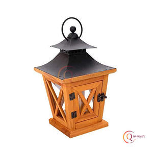Lanterne en bois de qualité supérieure avec couvercle en métal pour accrocher des bocaux à bougies uniques pour les fêtes de Noël et d'anniversaire - Product Image 1