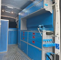 Système d'étagères modulaires contemporaines en aluminium DETAY OEM pour fourgonnette, 12 tiroirs, revêtement électrostatique, rangement pour véhicule commercial, ignifuge