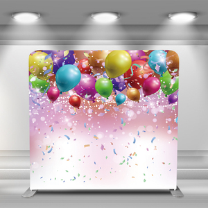 8x8 globos dorados y blancos funda de almohada telón de fondo para eventos de fiesta de cumpleaños tela de tensión soporte de cabina de fotos de doble cara - Product Image 2