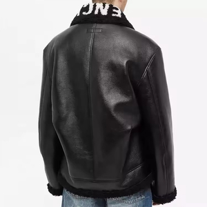 Veste d'hiver pour homme en cuir véritable, 100% cuir, doublure en laine, coupe-vent chaud, fermeture éclair sur le devant, vêtement d'extérieur - Product Image 2