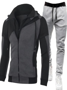2025 Unisex <b>Quick</b> Dry Zipper Hooded Sweatshirt and Sweatpants New Casual Fitness Jogging Sports Suit for Men for Winter - Product Image 5