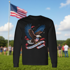 Maglietta a Maniche Lunghe Promozionale per il 250° Anniversario dell'America, T-Shirt per il 250° Compleanno degli Stati Uniti - Product Image 3