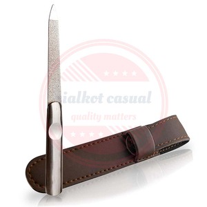 Limas de uñas con estuche de cuero, limas de uñas de metal de doble cara de acero inoxidable con Mango antideslizante, herramientas para manicura y pedicura - Product Image 5