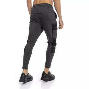 Streetwear décontracté pour hommes, pantalon de survêtement cargo taille moyenne, respirant, gris chiné, jogging de gym à la mode avec écusson noir, nouveau design - Product Image 3