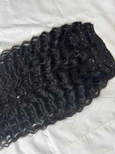 Wholesale <b>Seamless</b> Straight 100% Indian Virgin Human <b>Hair</b> <b>Extensions</b> Single Weft Clip-In <b>Hair</b> Enhancements All Colors Suitable - Product Image 2