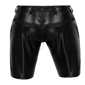 กางเกงขาสั้นหนังแท้สุดเทรนดี้สำหรับผู้ชาย แฟชั่นสตรีทแวร์สุดเท่ สวมใส่สบาย ดีไซน์หนังนุ่มคุณภาพสูง - Product Image 6