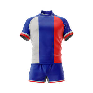 OEM venta al por mayor nuevo cosido hombres sublimado en relieve logotipo diseño Rugby uniforme impreso diseño Jersey con - Product Image 1