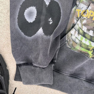 Pull à capuche OEM en coton biologique 100% pour hommes, impression numérique de haute qualité, lavage à l'acide, broderie de détresse, capuche pour hommes - Product Image 2