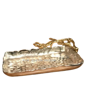 Plateau en métal en aluminium plaqué argent fait à la main de luxe Plats et assiettes de forme ovale créatifs Meilleure offre Ensembles de vente chaude de 2 - Product Image 3