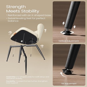 Hot Sale <strong>Dining</strong> Room Furniture <strong>Cream</strong> White Upholstered Synthetic Leather <strong>Dining</strong> <strong>Chairs</strong> for Kitchen Living Room - Product Image 4