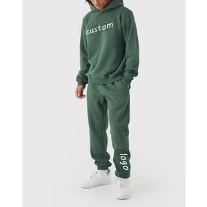 ชุดวอร์มผู้ชายแบบมีฮู้ด สีเขียว ทรงปกติ ผ้าคอตตอนคุณภาพสูง เนื้อผ้าหนา ปักตัวอักษร - Product Image 1