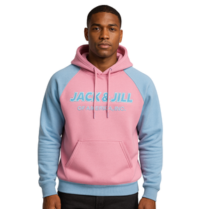 แจ็คแอนด์จิลออฟอเมริกาแขนแร็กแลนสีชมพูมีฮู้ดปักลายกำมะหยี่สีน้ำเงินเครื่องแต่งกายสำหรับองค์กรพลเรือนและมืออาชีพสีดำ - Product Image 1