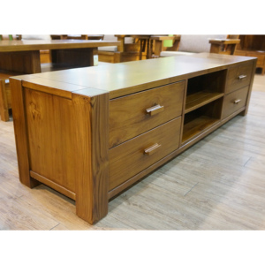 Soporte de TV de teca moderno nórdico con 4 cajones, muebles de sala de estar de madera de estilo de diseño chino para el hogar o el Hotel - Product Image 3