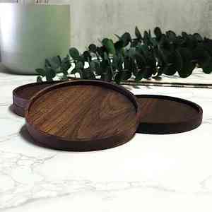 ที่รองแก้วทรงกลมทำด้วยมือจากไม้วอลนัทมะม่วงออกแบบได้ตามต้องการ - Product Image 1