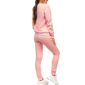 Conjunto Deportivo Informal para Mujer, Diseño Sólido, Manga Larga, con Capucha, Felpa, Transpirable, 100% Algodón, para Ejercicio en Invierno - Product Image 6