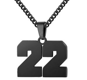 Stainless Steel Personalized Lucky Number Necklace Black Gold Custom Sports Gift Baseball Team Number Necklace With Engraving - Product Image 1