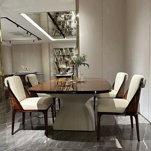 Juego de Mesa de Comedor Ajustable de Madera Maciza Moderna y Duradera para Sala de Estar, Apartamento, Villa, Muebles para el Hogar, No Requiere Ensamblaje - Product Image 1