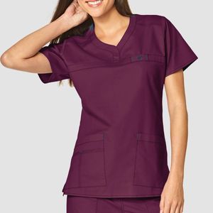 Belleza de las mujeres Poliéster Spandex Algodón Nylon Médico Enfermera Conjuntos Dobladillo curvo Contraste Túnica Salón Spa Uniformes - Product Image 2