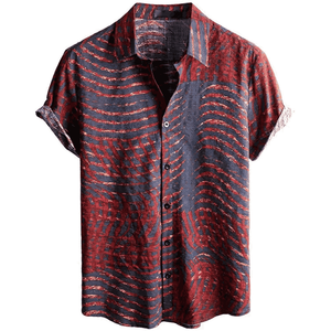 Offre Spéciale d'été hawaïenne en satin de coton avec logo personnalisé pour hommes et femmes, chemises boutonnées à manches courtes en coton 100% éponge pour le travail et les vacances - Product Image 1